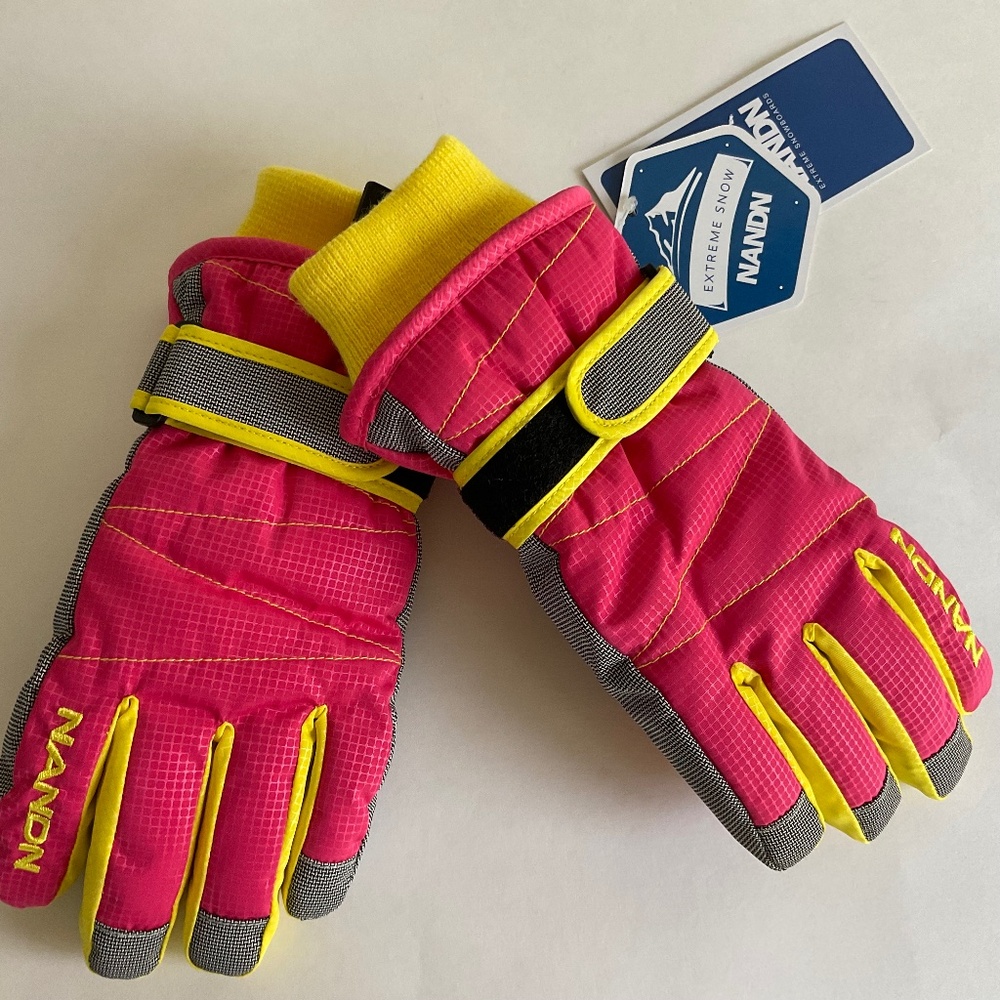 Youth-sized NANDN Cold Weather Gloves Hot Pink/Yellow Size Small NWT